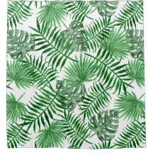 Motif Hip Retro Tropical Green Palm Leafs
