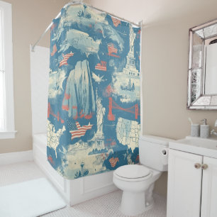 Rideaux De Douche Motif historique vintage-américain (3)