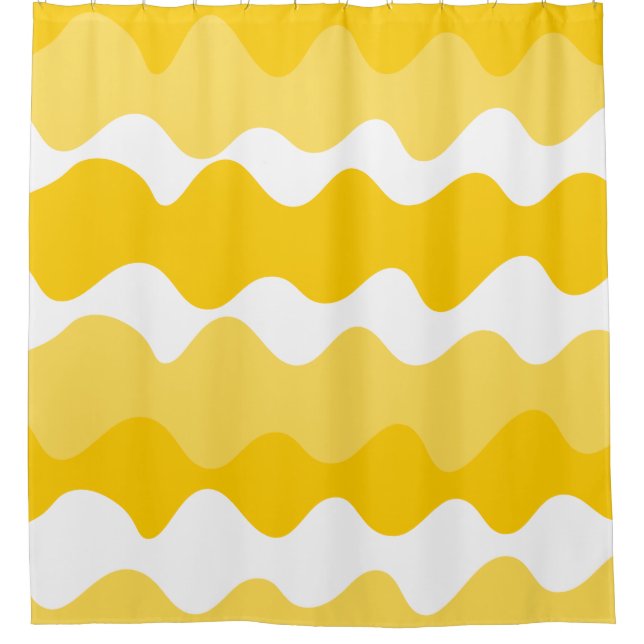 Rideaux De Douche Motif horizontal jaune et blanc ondulé (Devant)