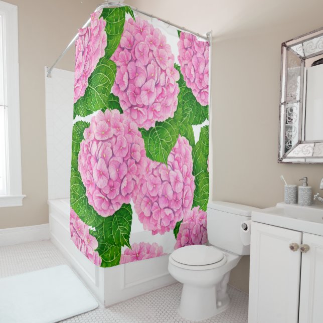 Rideaux De Douche Motif Hydrangea (En situation)