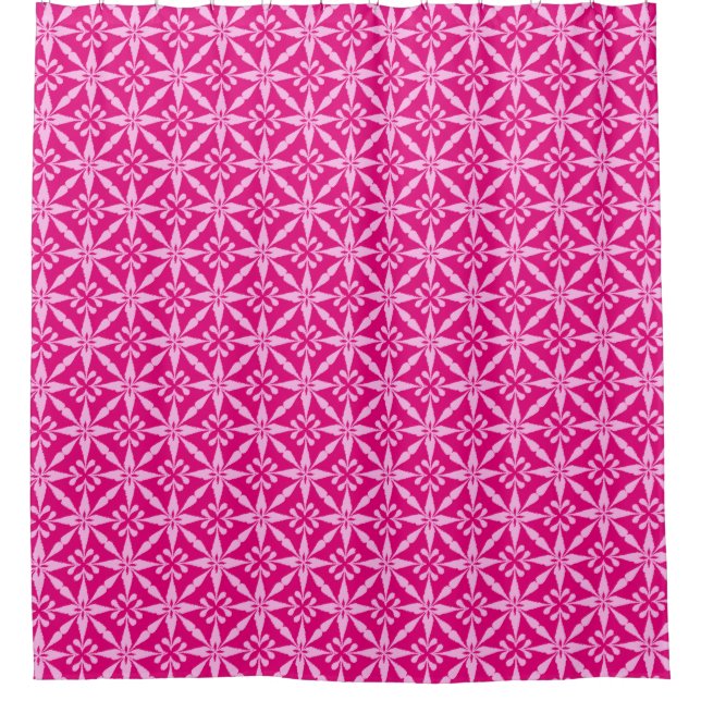 Rideaux De Douche Motif Ikat Star - Fuchsia rose (Devant)