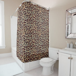 Rideaux De Douche Motif imprimé léopard marron noir bronzé gras -