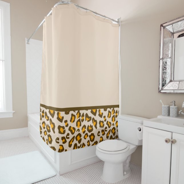 Rideaux De Douche Motif imprimé léopard moderne (En situation)