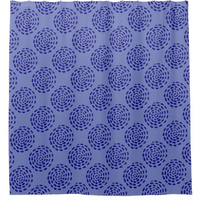 Rideaux De Douche Motif Indigo bleu foncé rayé sur bleu (Devant)