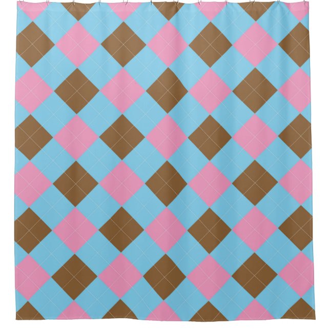 Rideaux De Douche Motif Jacquard rose et marron (Devant)