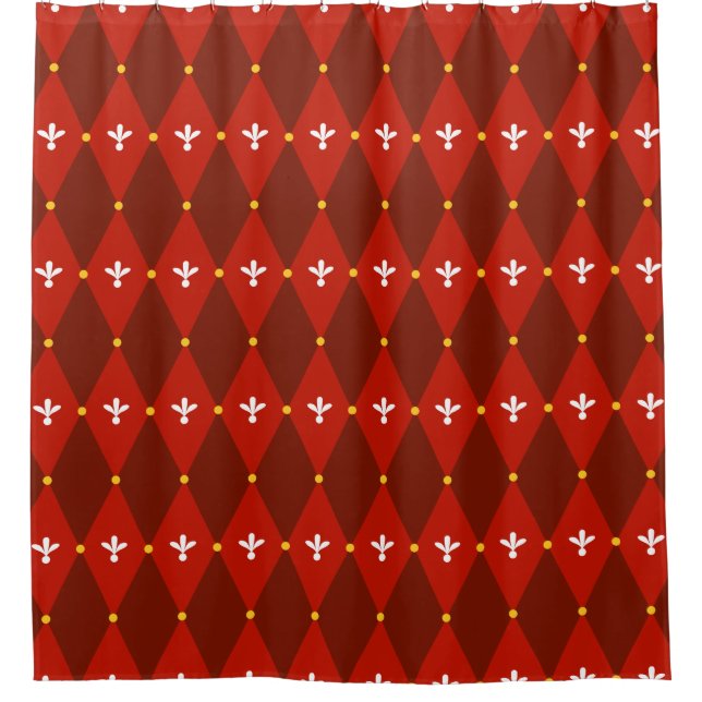 Rideaux De Douche Motif Jacquard rouge ou diamant (Devant)