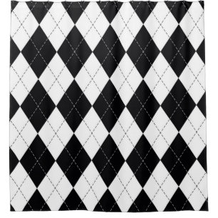 Rideaux De Douche motif Jacquard sans couture en noir et blanc. Géom