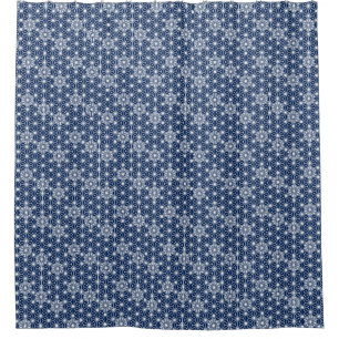 Rideaux De Douche Motif japonais Asanoha - indigo bleu & blanc