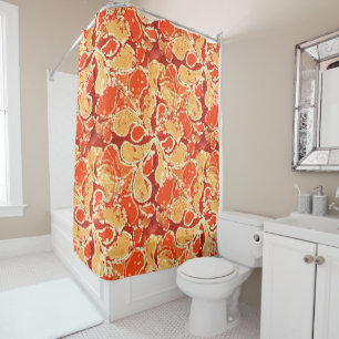 Rideaux De Douche Motif jaune-orange de Paisley de style de batik de
