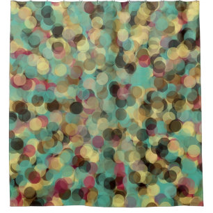Rideaux De Douche motif jaune rose vert et bleu abstrait