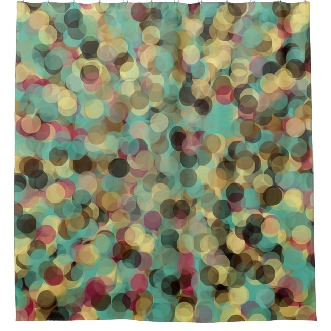 Rideaux De Douche motif jaune rose vert et bleu abstrait (Devant)