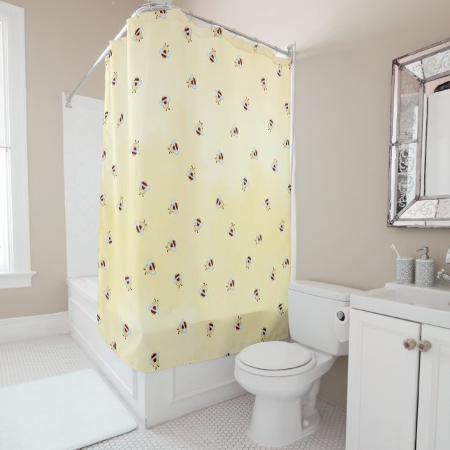 Rideaux De Douche Motif joli de bourdon jaune (En situation)