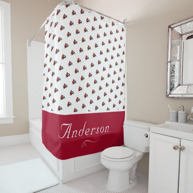 Rideaux De Douche Motif Ladybug personnalisé (En situation)