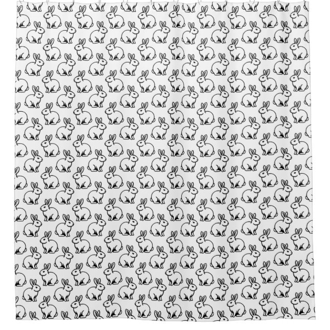 Rideaux De Douche Motif lapins - Noir et Blanc (Devant)
