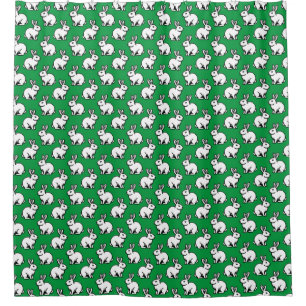 Rideaux De Douche Motif lapins - noir et blanc et Kelly vert