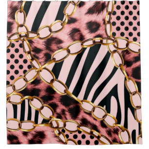 Rideaux De Douche Motif léopard, Empreinte de léopard, Poster de ani