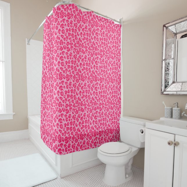 Rideaux De Douche Motif léopard rose (En situation)