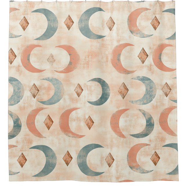 Rideaux De Douche Motif lunaire floral céleste boho (6) (Devant)