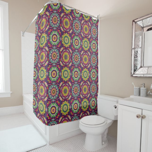 Rideaux De Douche Motif Mandala Rétro (En situation)