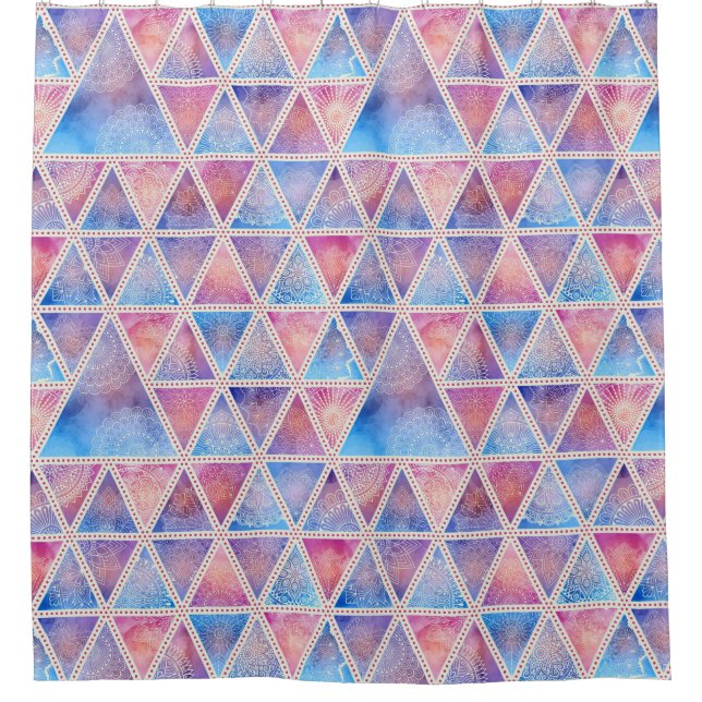 Rideaux De Douche Motif Mandala Triangles (Devant)