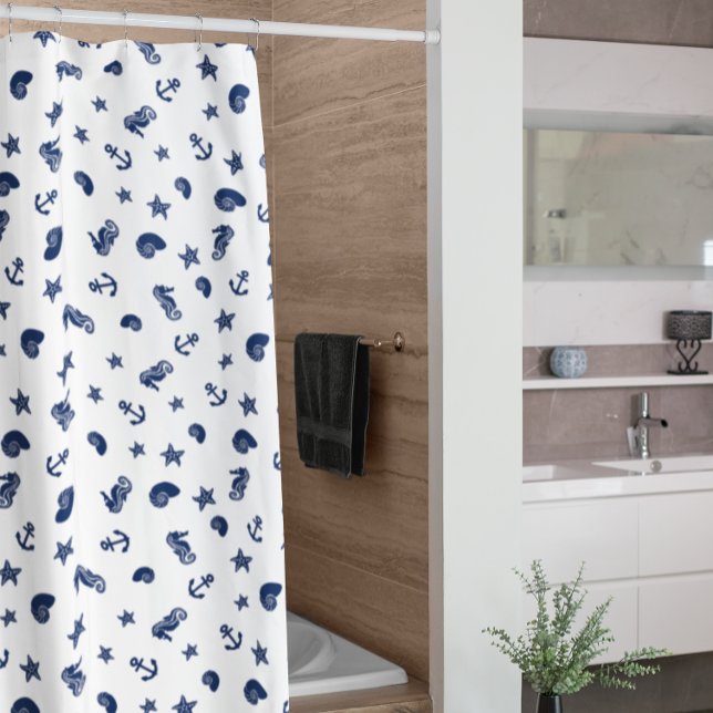 Rideaux De Douche Motif marin avec hippocampes (Créateur téléchargé)