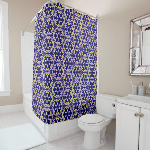 Rideaux De Douche Motif méditerranéen espagnol de tuile de bleu