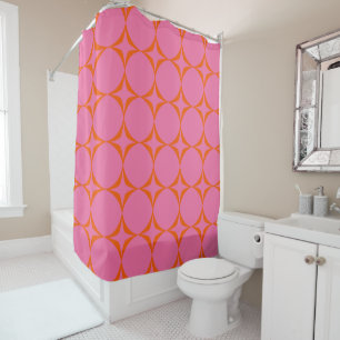 Rideaux De Douche Motif médium rose et orange rétro coloré