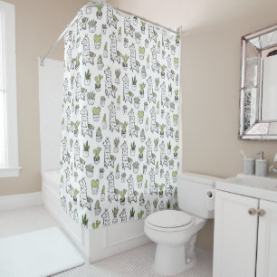Rideaux De Douche Motif mignon d'alpaga et de cactus