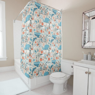 Rideaux De Douche Motif mignon de griffonnage de la Mer du Nord
