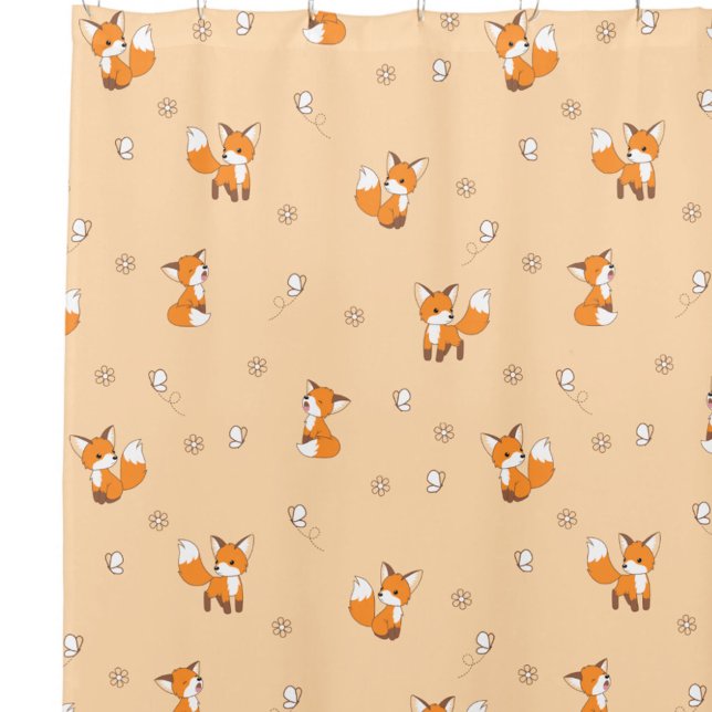 Rideaux De Douche Motif mignon Little Fox Peach (Créateur téléchargé)