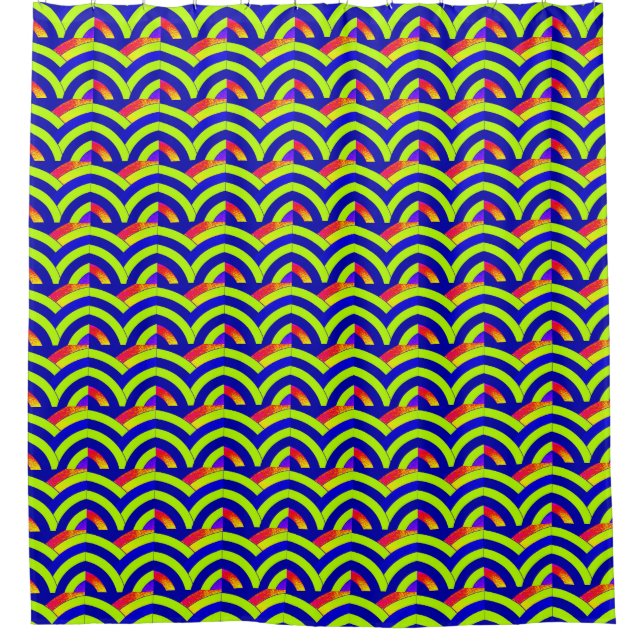 Rideaux De Douche motif moderne chaux/chevrons bleus (Devant)