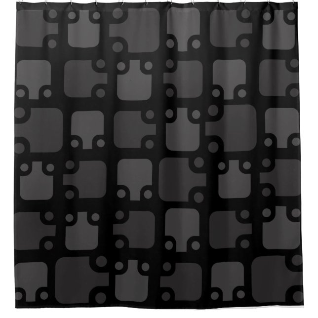 Rideaux De Douche Motif moderne du milieu du siècle Noir (Devant)