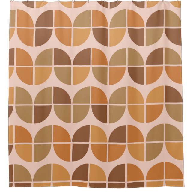 Rideaux De Douche Motif Moderne du Milieu du Siècle orange marron (Devant)