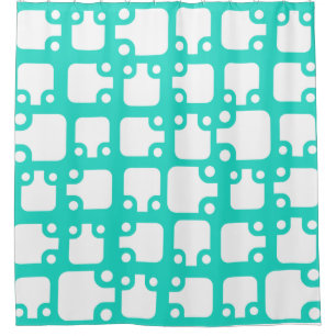 Rideaux De Douche Motif moderne du milieu du siècle Turquoise 2