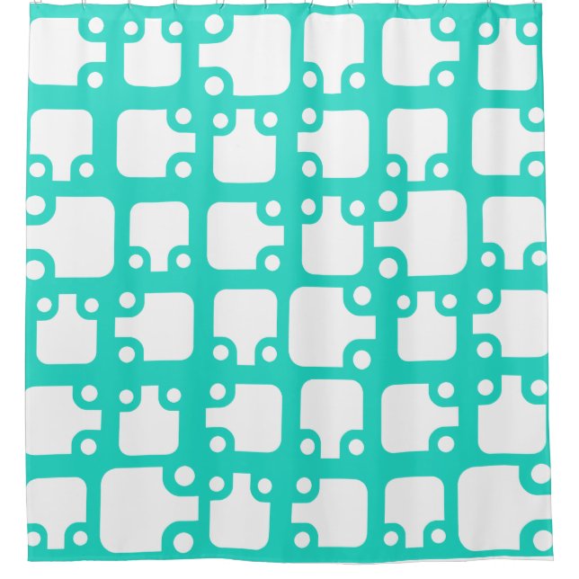 Rideaux De Douche Motif moderne du milieu du siècle Turquoise 2 (Devant)