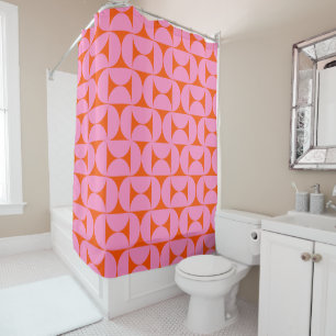 Rideaux De Douche Motif moderne rose Et orange Du Milieu Du Siècle