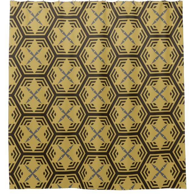 Rideaux De Douche Motif moderne sans couture, couleur or. Ba géométr (Devant)