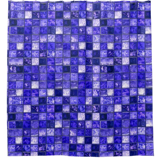 Rideaux De Douche Motif mosaïque bleu (Devant)