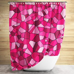 Rideaux De Douche Motif mosaïque géométrique rose moderne