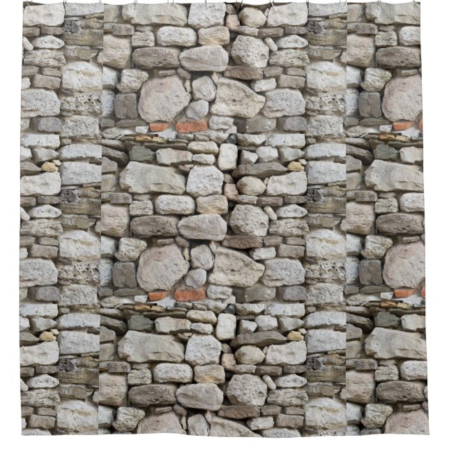 Rideaux De Douche Motif mur en pierre de rouble (Devant)