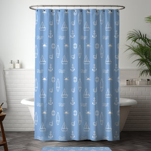 Rideaux De Douche Motif Nautique Océan Été Bleu