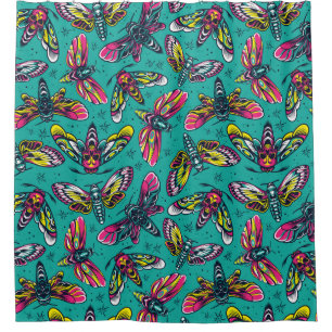 Rideaux De Douche Motif Neon Moth