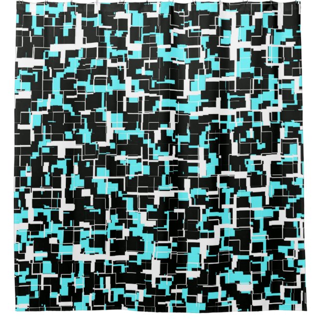 Rideaux De Douche Motif noir blanc bleu tendance cool (Devant)