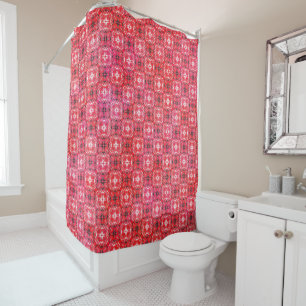 Rideaux De Douche Motif noir, blanc et rouge À damiers