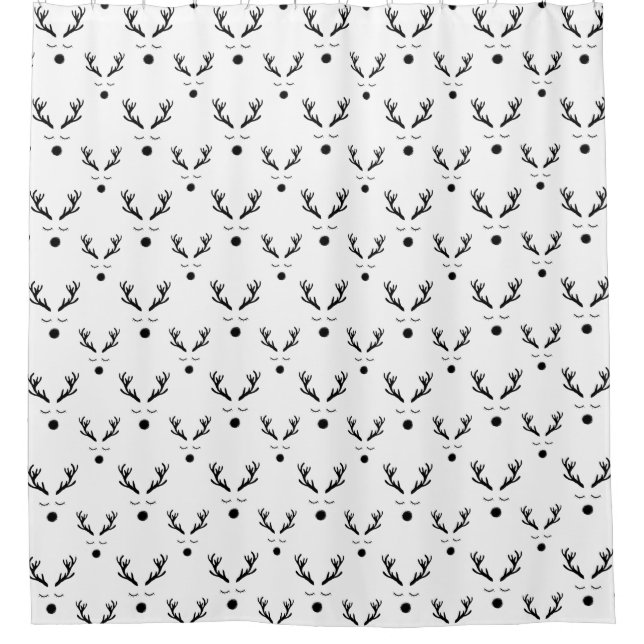 Rideaux De Douche Motif noir et blanc Reindeer (Devant)