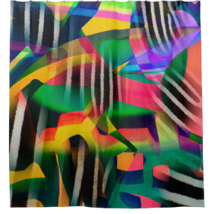 Rideaux De Douche motif numérique mixte couleur vive design fait wi