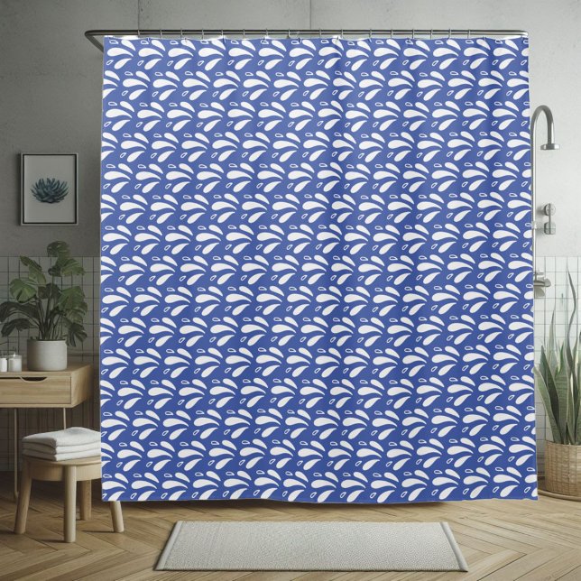 Rideaux De Douche Motif Ocean Splash Chic Bleu et Blanc (Créateur téléchargé)