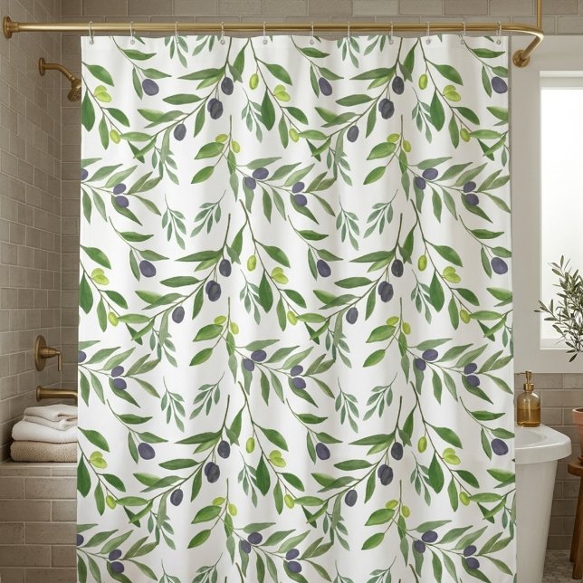 Rideaux De Douche Motif olive aquarelle (Créateur téléchargé)
