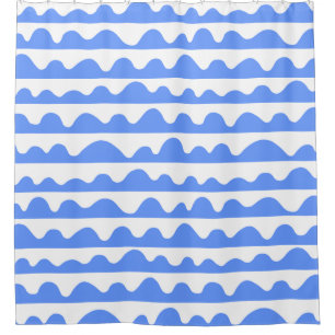 Rideaux De Douche Motif ondulé 020815 - Bleu bébé et blanc