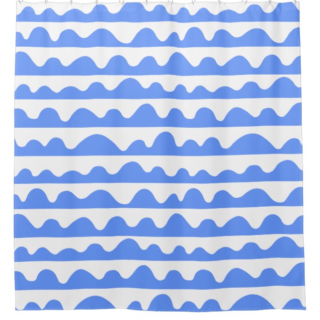 Rideaux De Douche Motif ondulé 020815 - Bleu bébé et blanc (Devant)